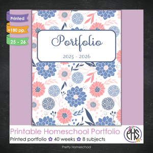 Printed Homeschool Portfolio 2025–2026 | Record Keeping & End-of-Year Binder for Homeschool Organization