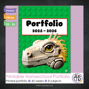 Printed Homeschool Portfolio 2025–2026 | Record Keeping & End-of-Year Binder for Homeschool Organization