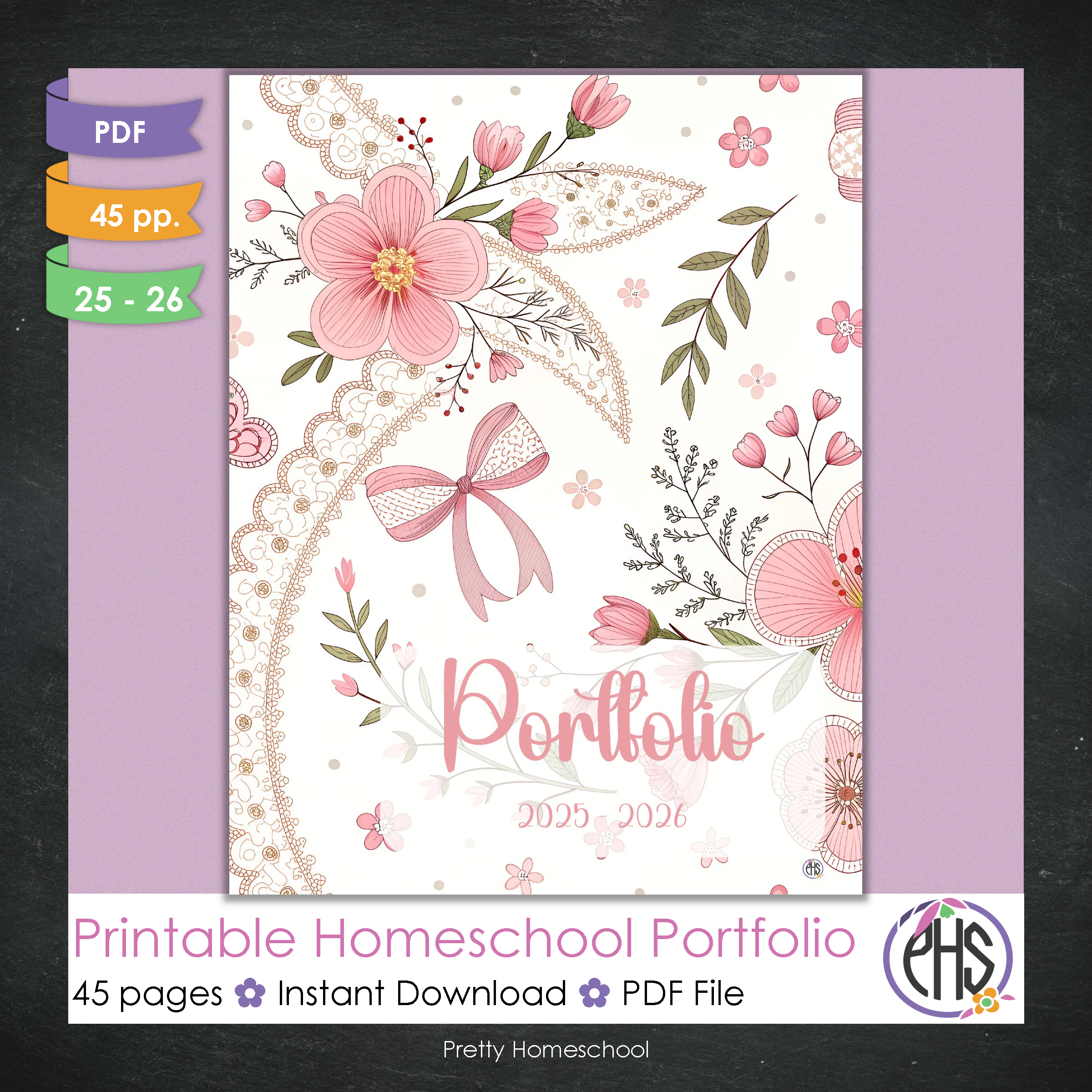 Printable Homeschool Portfolio 2025–2026 | End-of-Year Homeschool Binder | Homeschool Record Keeping