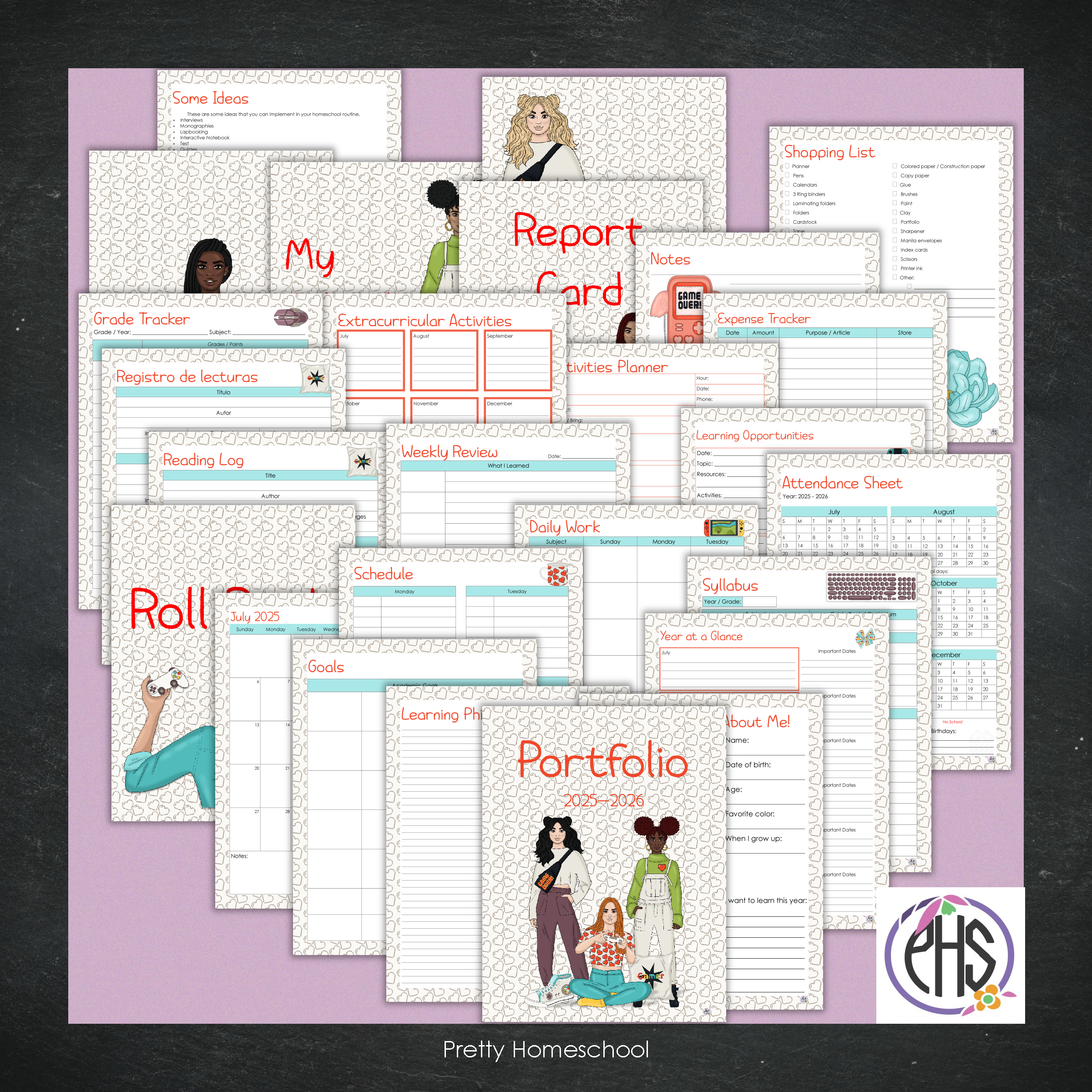 Printable Homeschool Portfolio 2025–2026 | End-of-Year Homeschool Binder | Homeschool Record Keeping