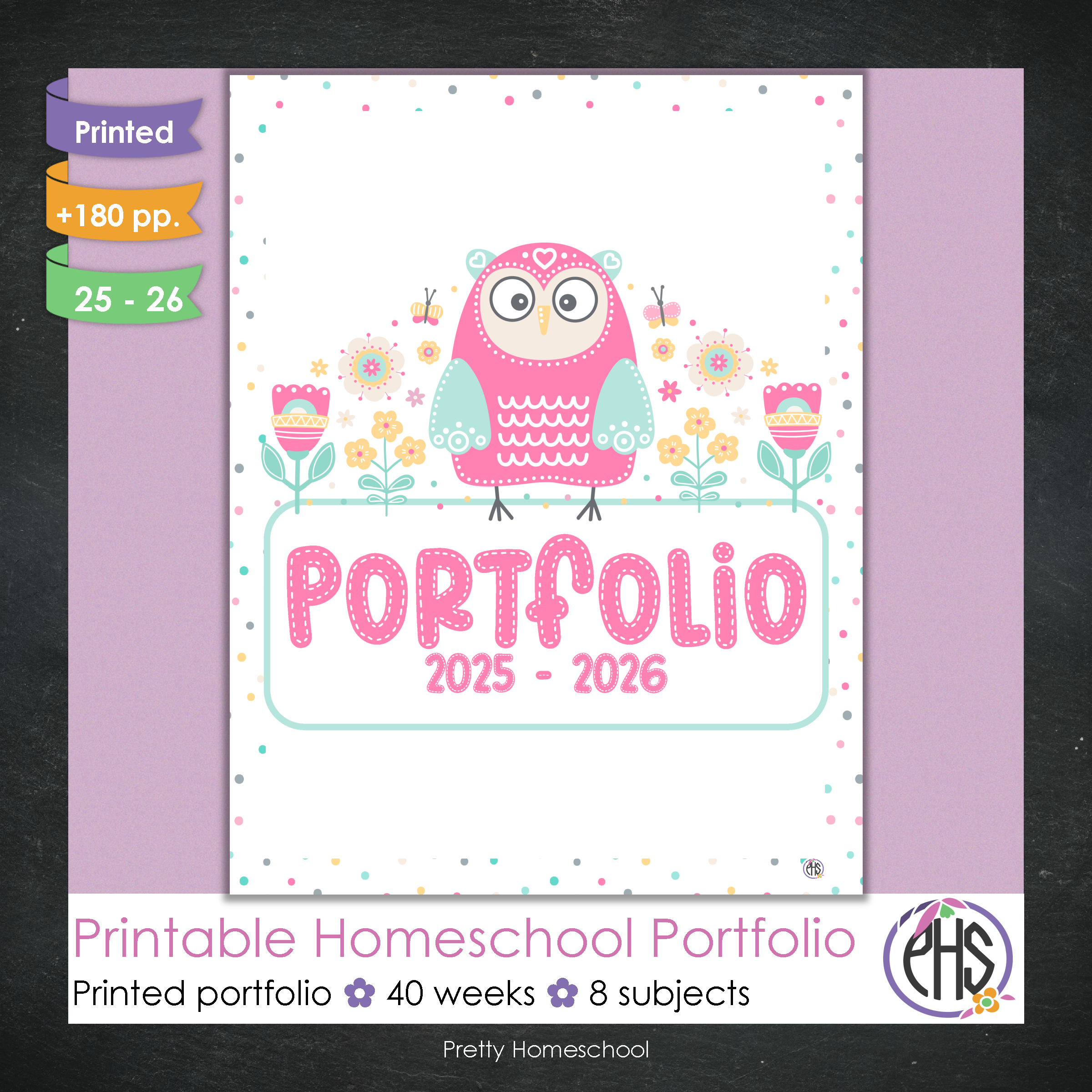 Printed Homeschool Portfolio 2025–2026 | Record Keeping & End-of-Year Binder for Homeschool Organization