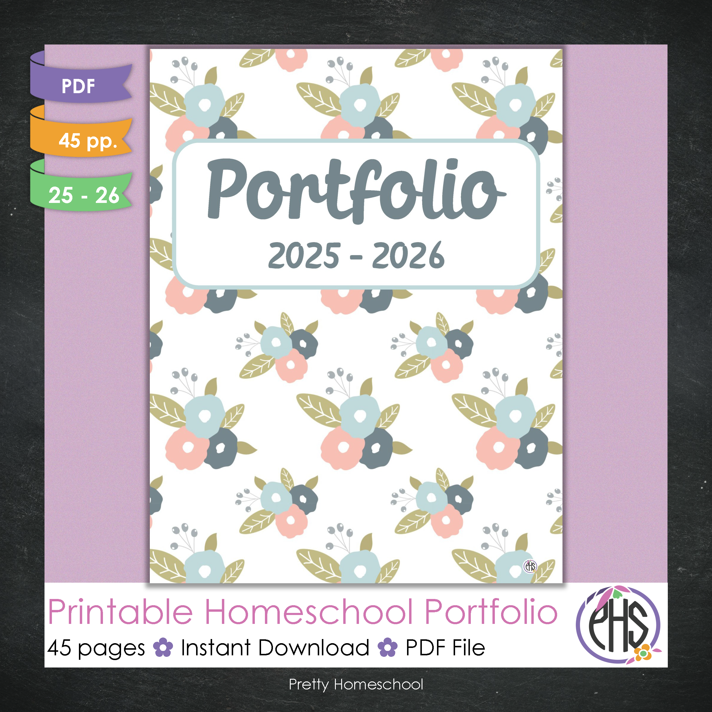Printable Homeschool Portfolio 2025–2026 | End-of-Year Homeschool Binder | Homeschool Record Keeping