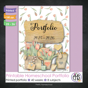 Printed Homeschool Portfolio 2025–2026 | Record Keeping & End-of-Year Binder for Homeschool Organization