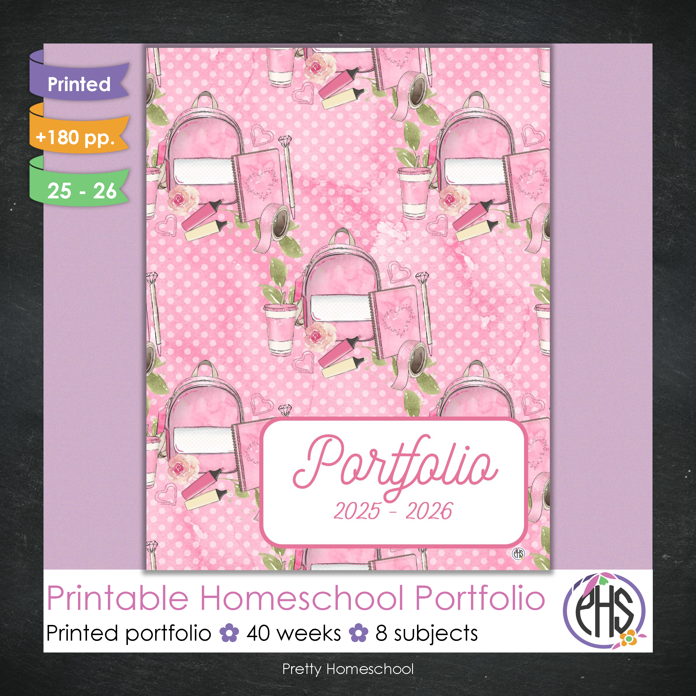 Printed Homeschool Portfolio 2025–2026 | Record Keeping & End-of-Year Binder for Homeschool Organization