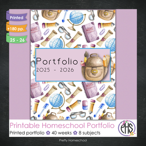 Printed Homeschool Portfolio 2025–2026 | Record Keeping & End-of-Year Binder for Homeschool Organization