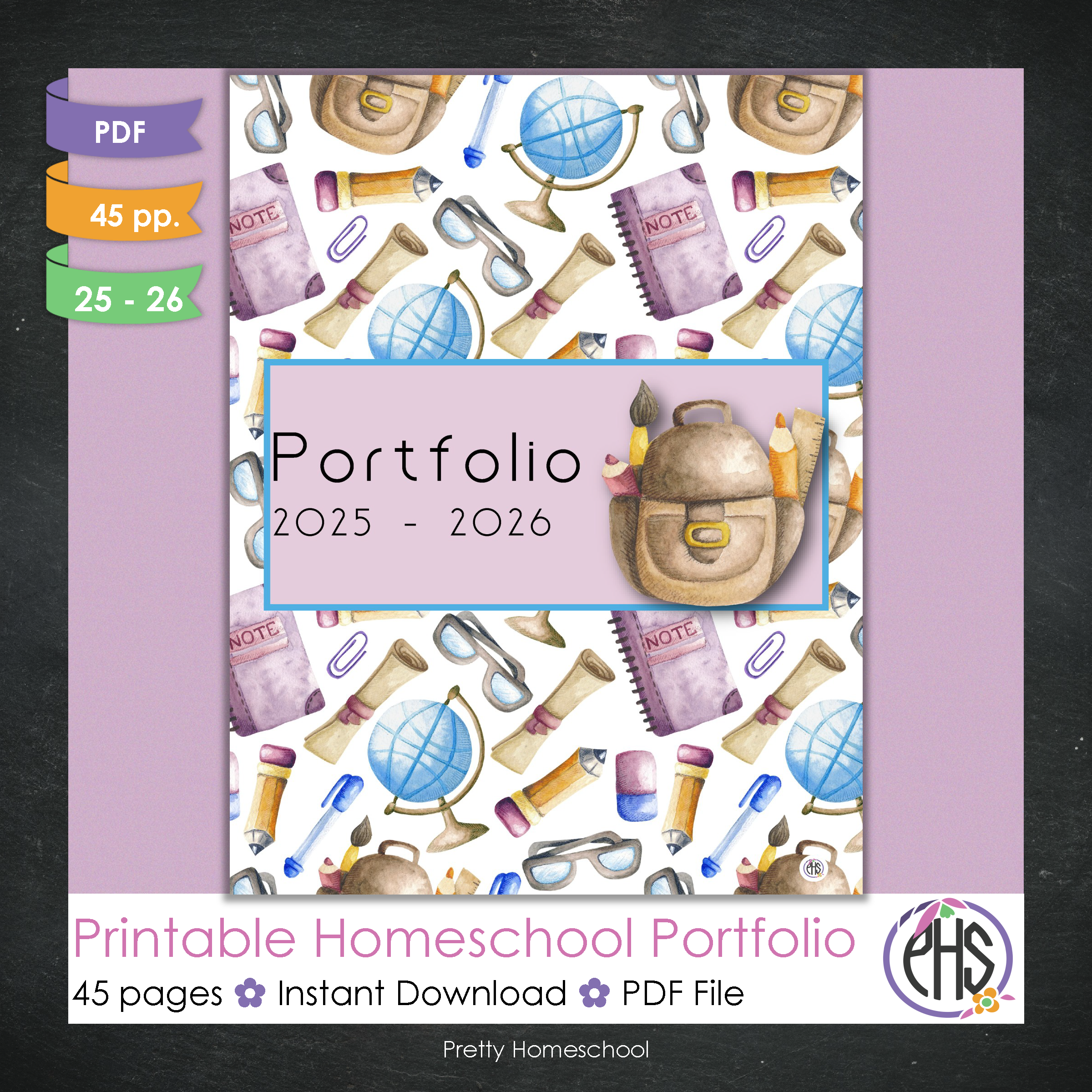 Printable Homeschool Portfolio 2025–2026 | End-of-Year Homeschool Binder | Homeschool Record Keeping
