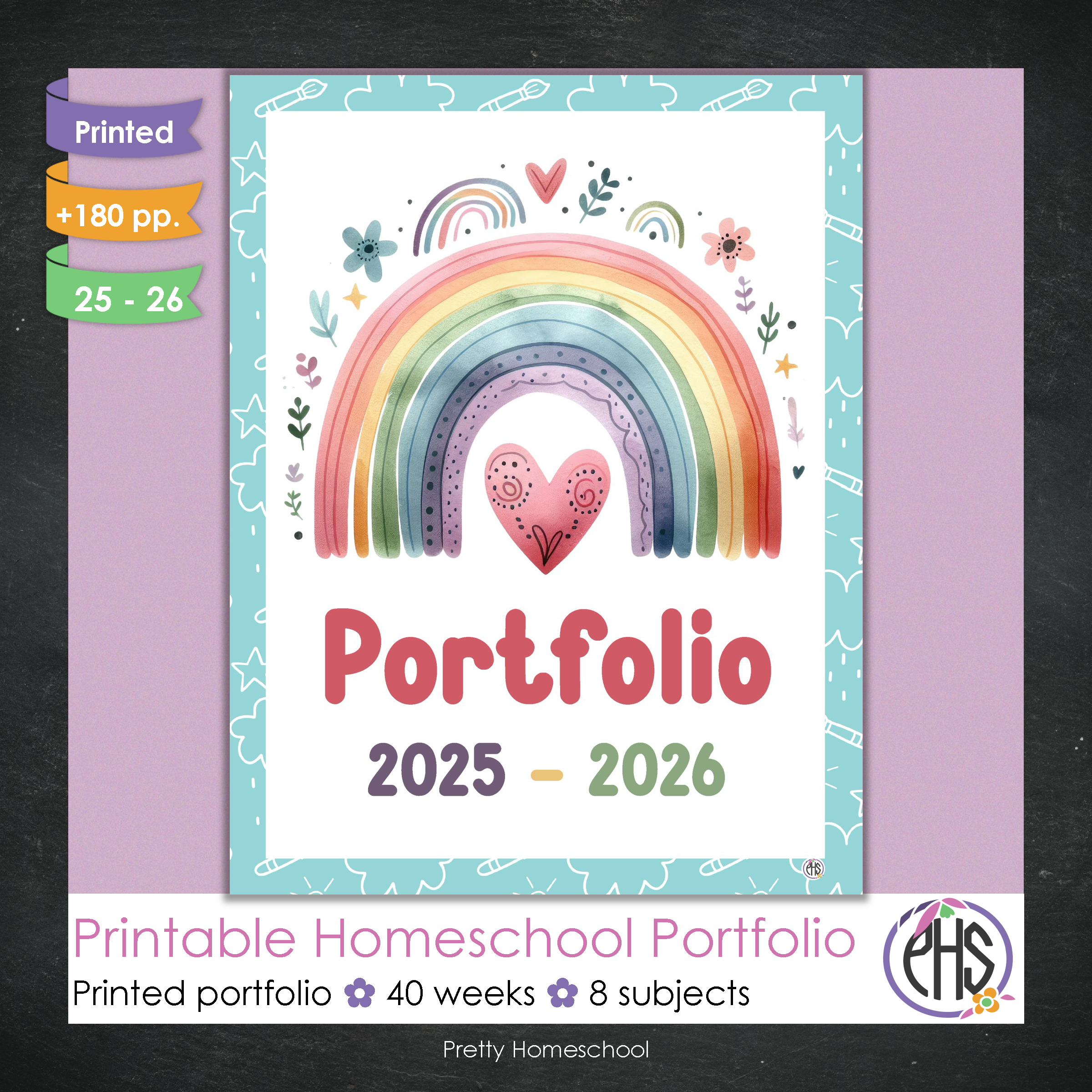 Printed Homeschool Portfolio 2025–2026 | Record Keeping & End-of-Year Binder for Homeschool Organization