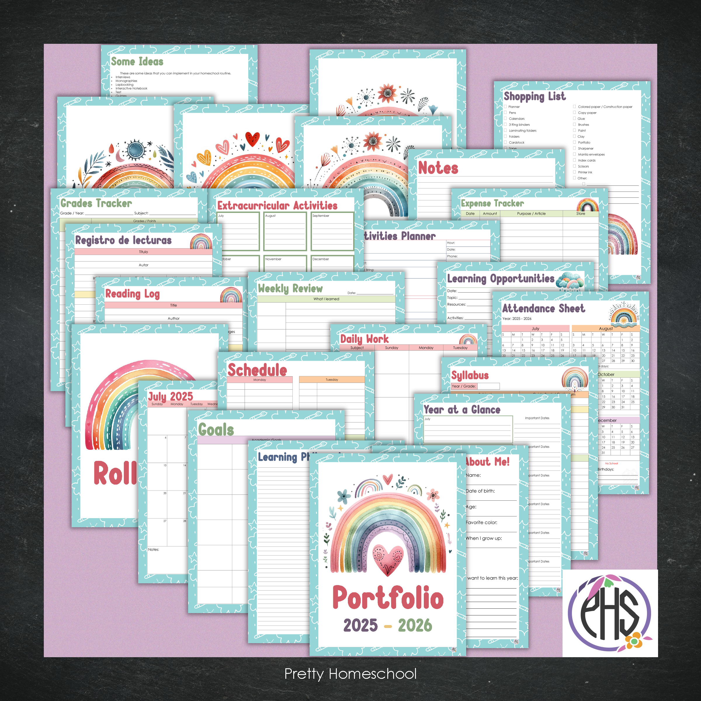 Printable Homeschool Portfolio 2025–2026 | End-of-Year Homeschool Binder | Homeschool Record Keeping