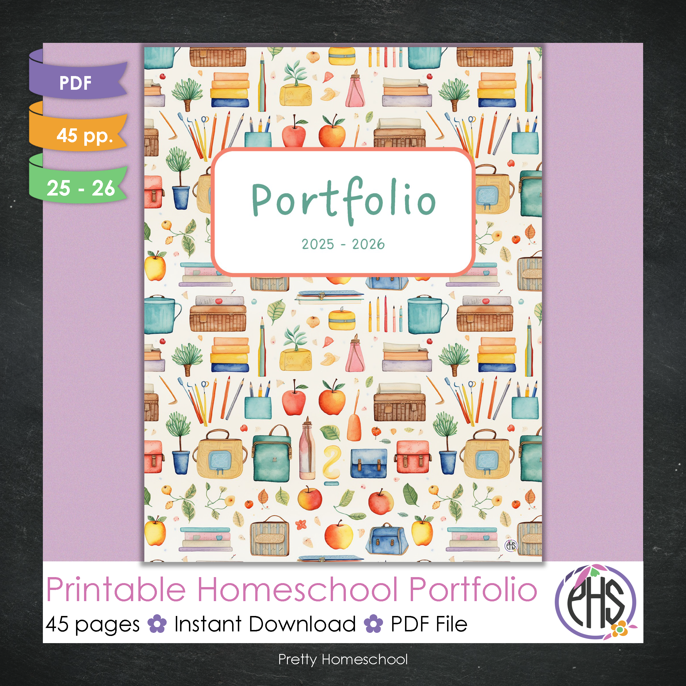 Printable Homeschool Portfolio 2025–2026 | End-of-Year Homeschool Binder | Homeschool Record Keeping