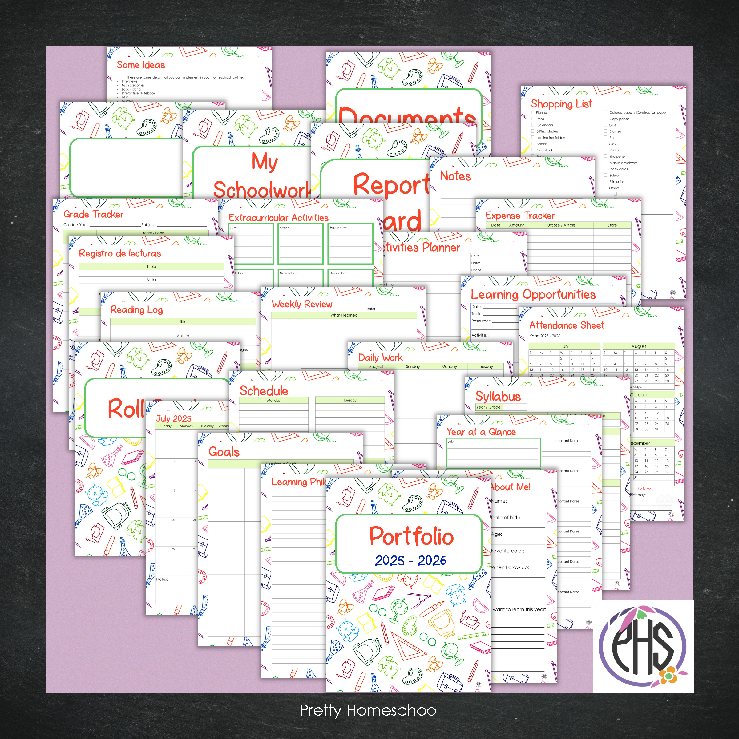 Printable Homeschool Portfolio 2025–2026 | End-of-Year Homeschool Binder | Homeschool Record Keeping