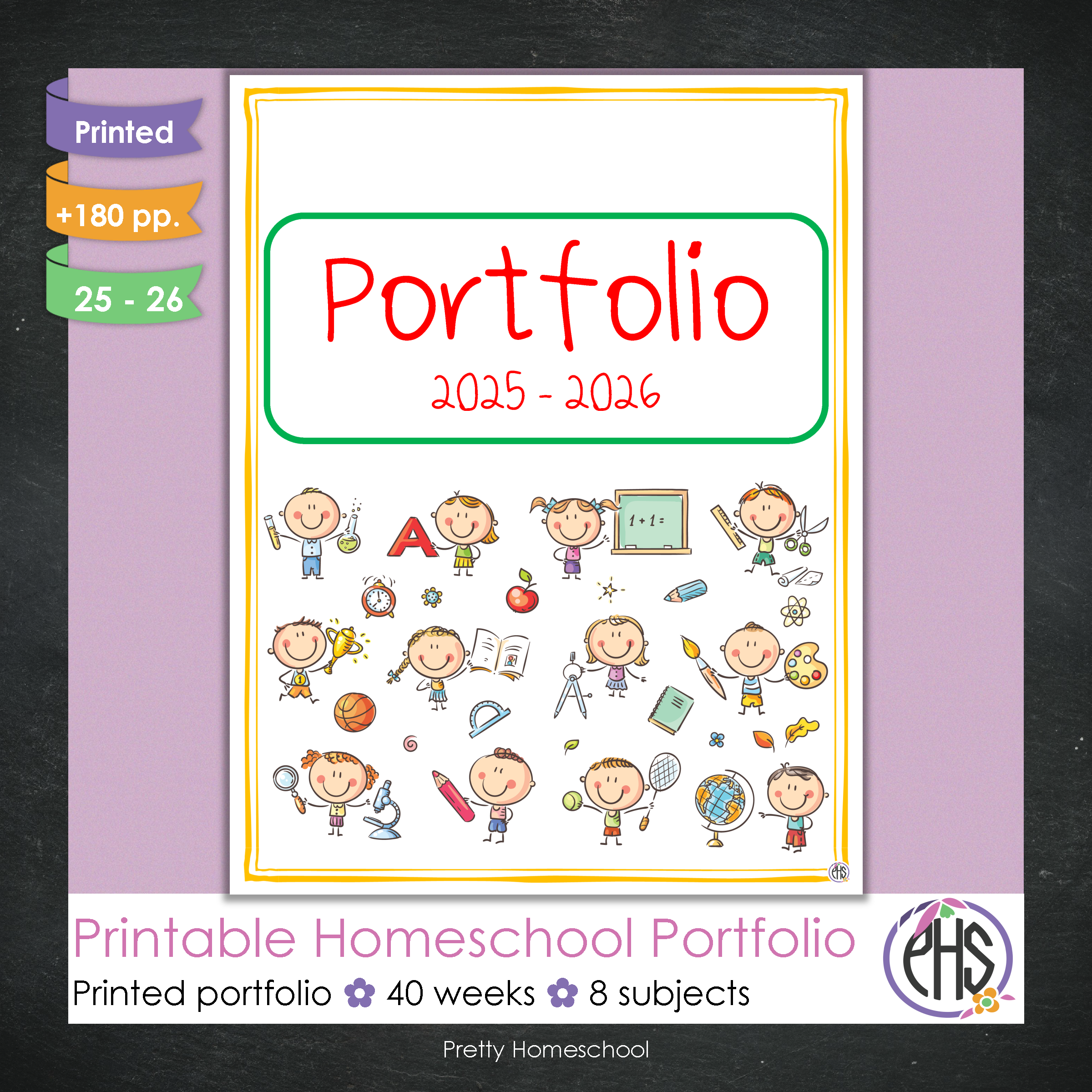 Printed Homeschool Portfolio 2025–2026 | Record Keeping & End-of-Year Binder for Homeschool Organization