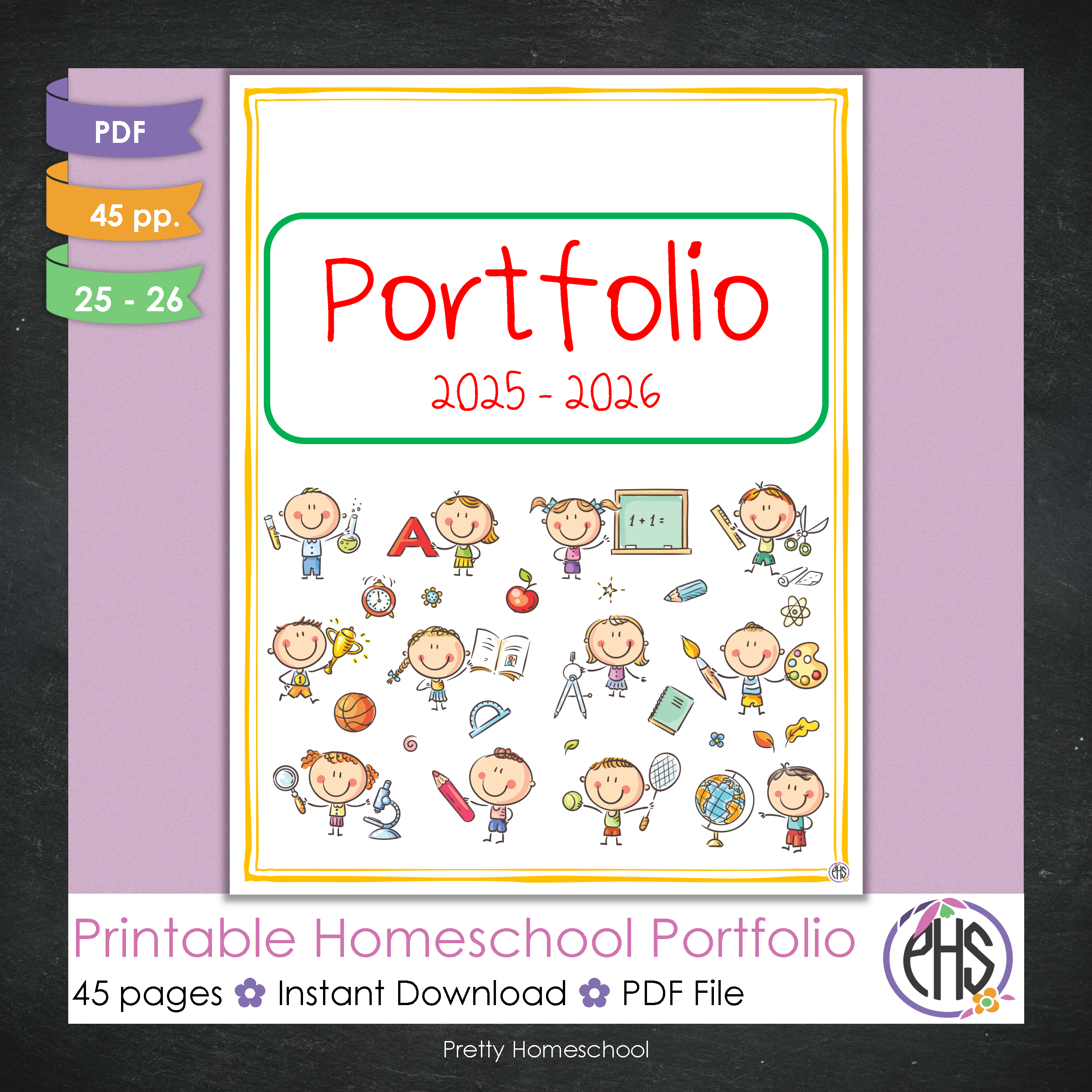 Printable Homeschool Portfolio 2025–2026 | End-of-Year Homeschool Binder | Homeschool Record Keeping