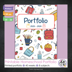 Printed Homeschool Portfolio 2025–2026 | Record Keeping & End-of-Year Binder for Homeschool Organization