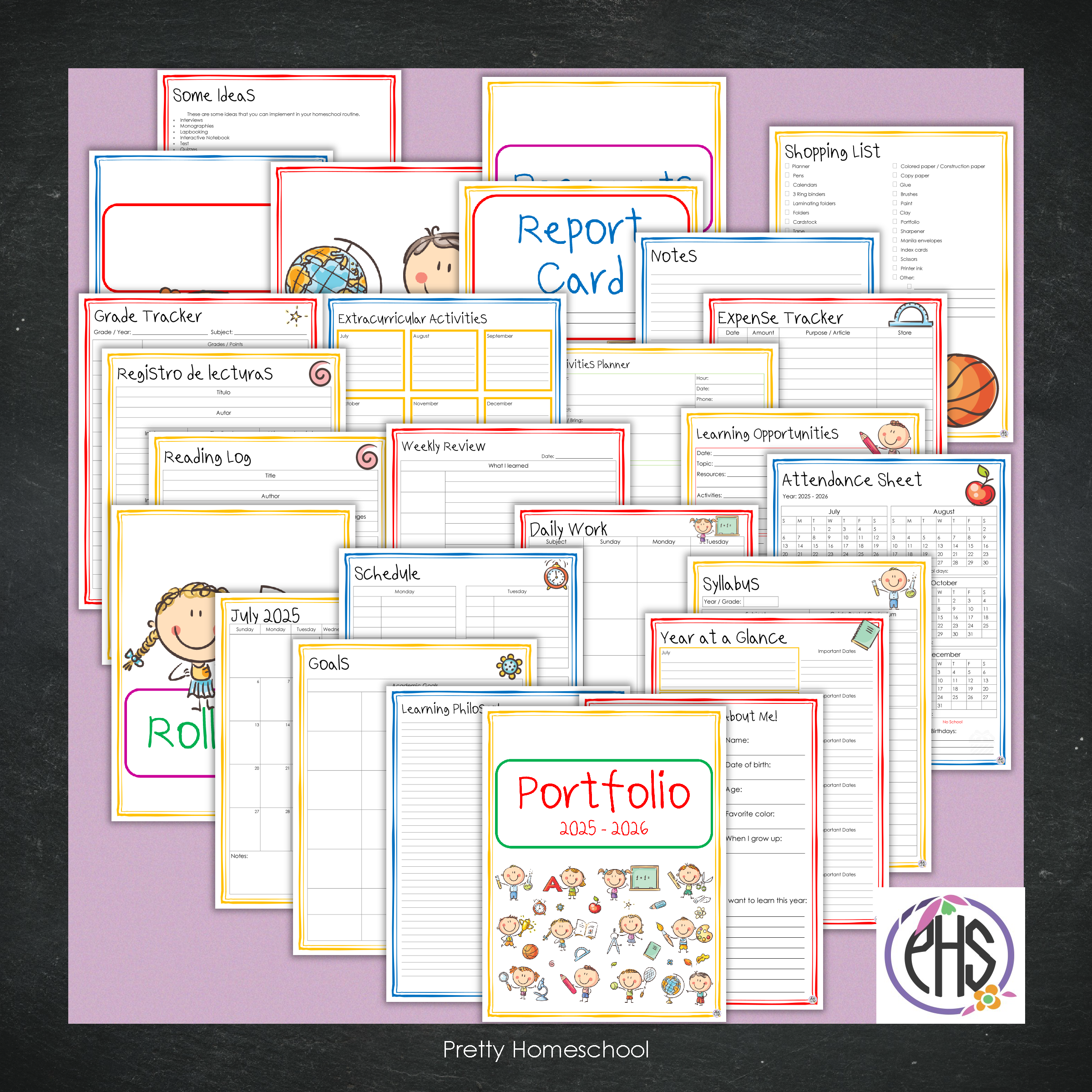 Printable Homeschool Portfolio 2025–2026 | End-of-Year Homeschool Binder | Homeschool Record Keeping