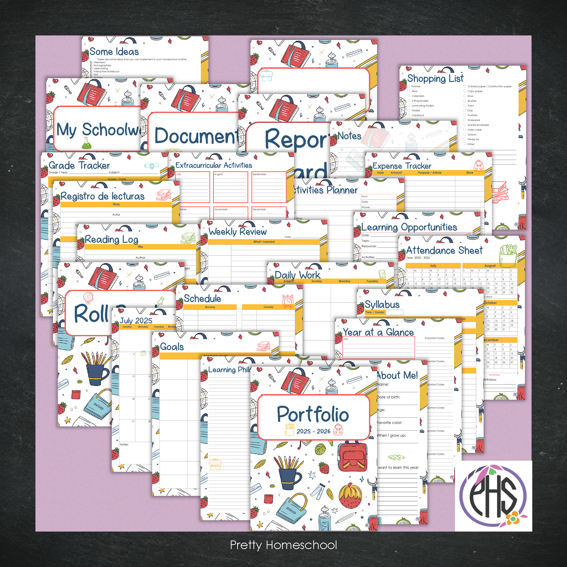 Printed Homeschool Portfolio 2025–2026 | Record Keeping & End-of-Year Binder for Homeschool Organization