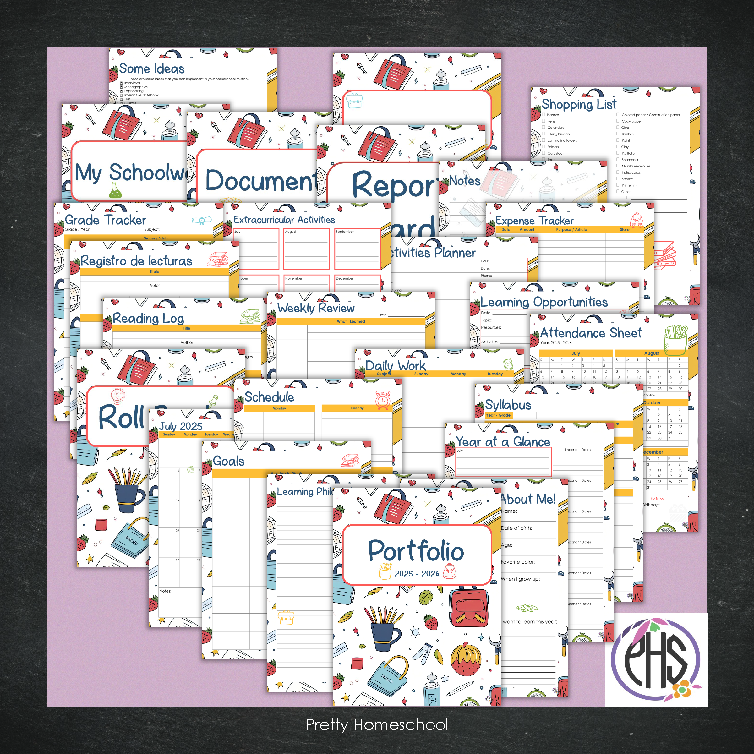 Printable Homeschool Portfolio 2025–2026 | End-of-Year Homeschool Binder | Homeschool Record Keeping