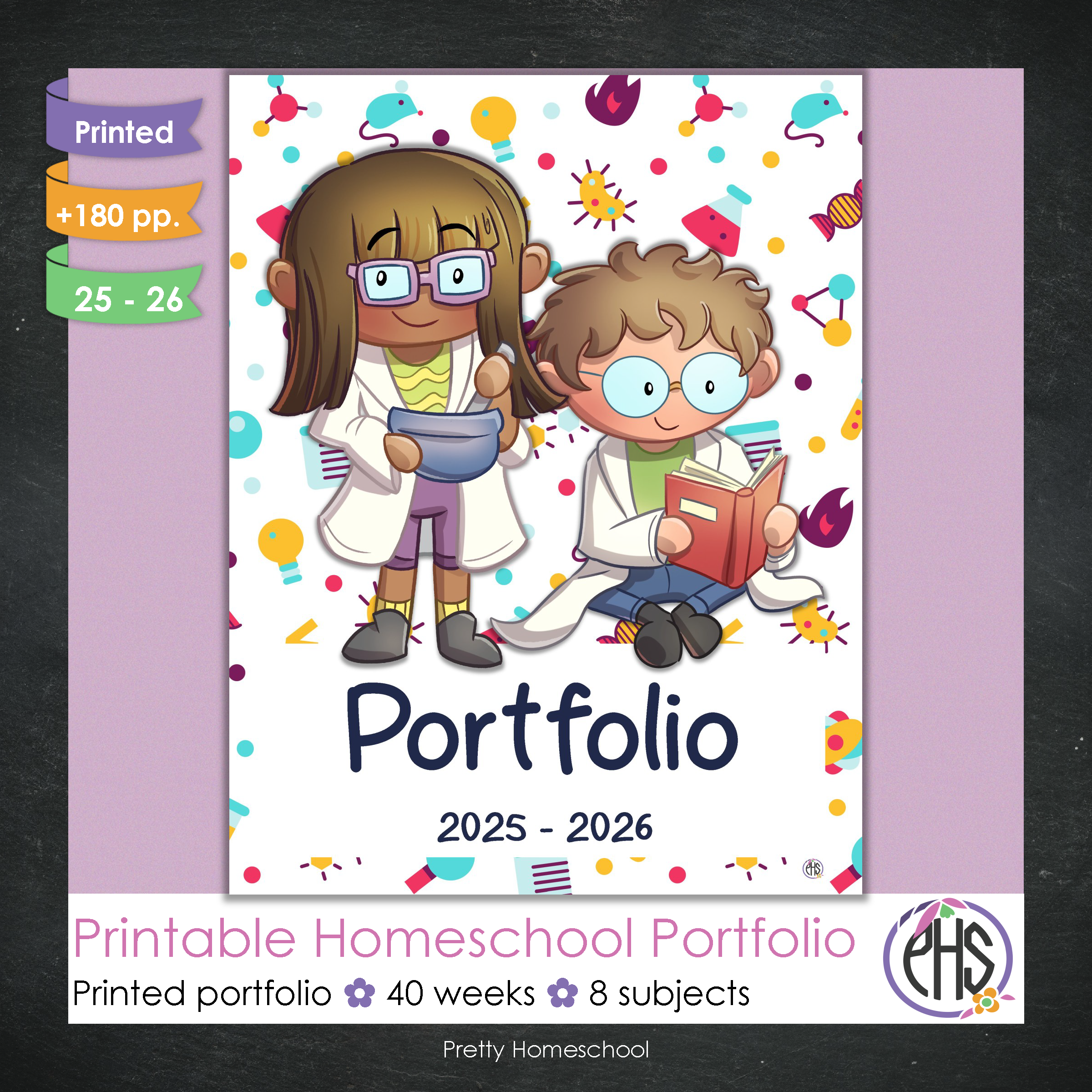 Printed Homeschool Portfolio 2025–2026 | Record Keeping & End-of-Year Binder for Homeschool Organization