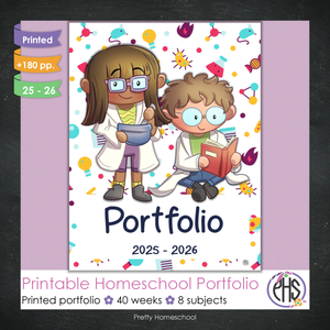 Printed Homeschool Portfolio 2025–2026 | Record Keeping & End-of-Year Binder for Homeschool Organization