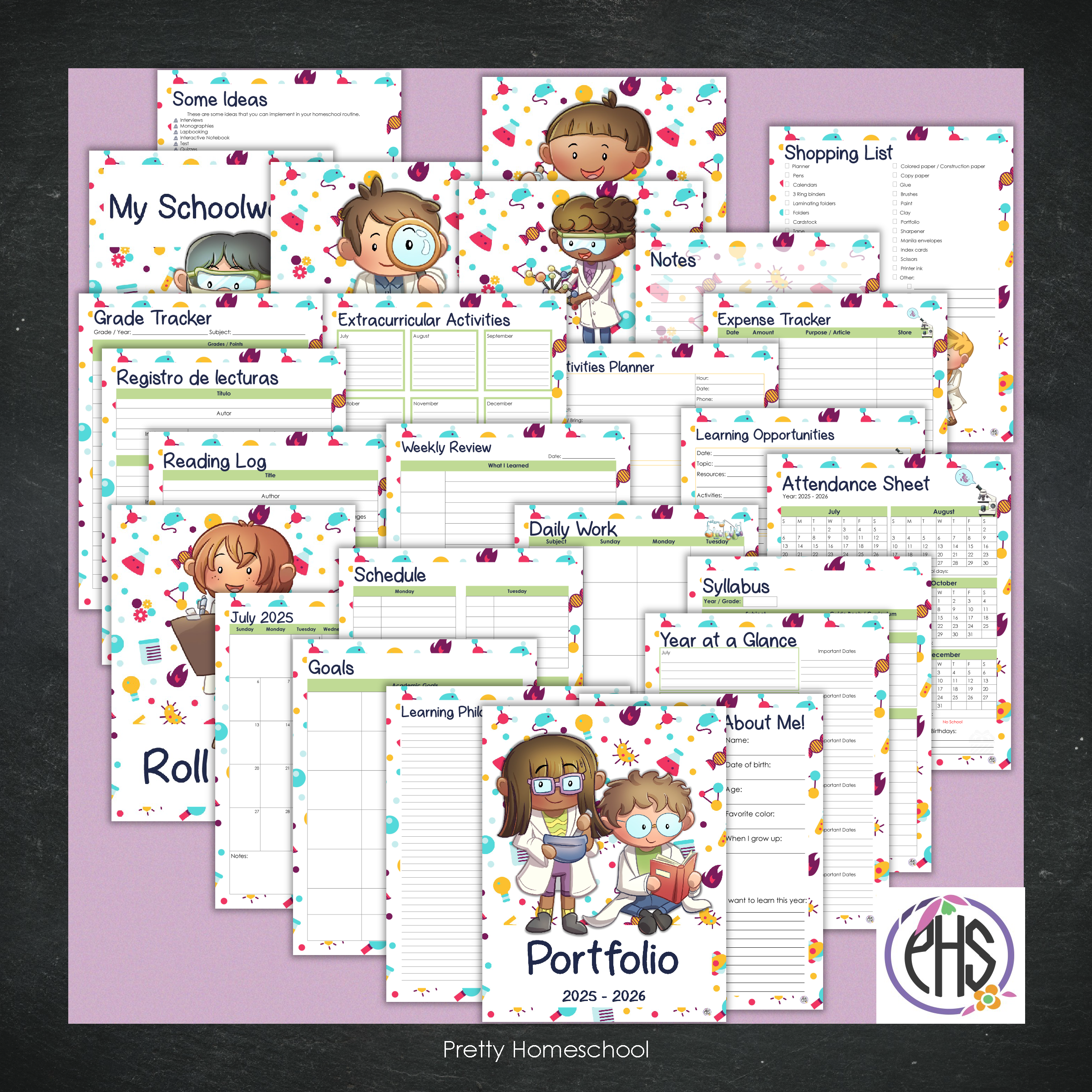 Printed Homeschool Portfolio 2025–2026 | Record Keeping & End-of-Year Binder for Homeschool Organization