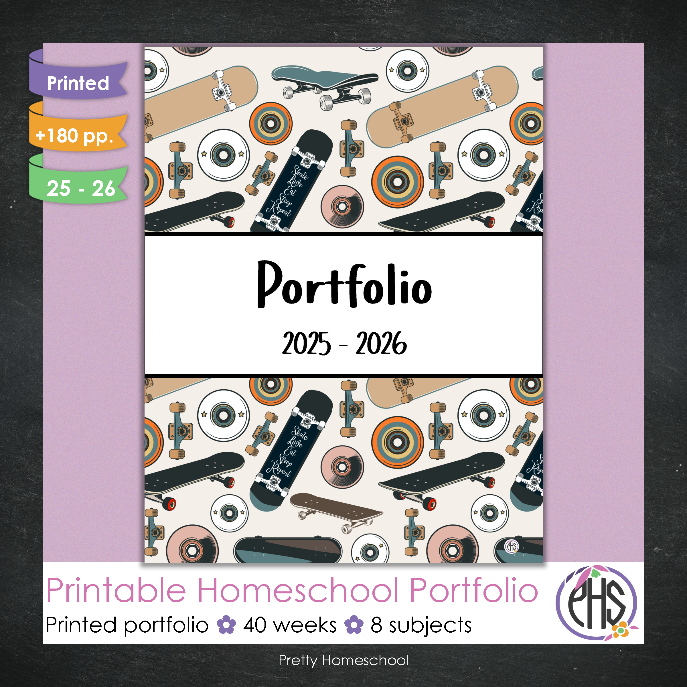 Printed Homeschool Portfolio 2025–2026 | Record Keeping & End-of-Year Binder for Homeschool Organization