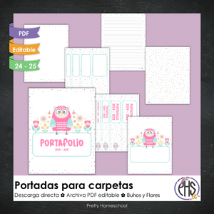 Portadas y espinas para carpetas: Portafolio Buhos y Flores