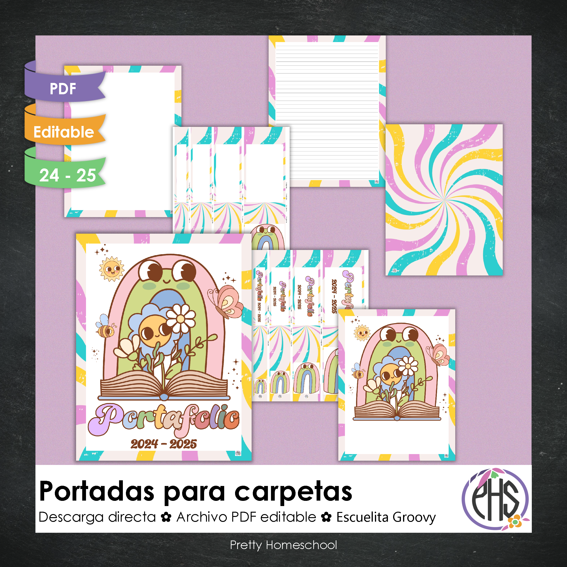 Portadas y espinas para carpetas: Portafolio Groovy