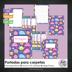 Portadas y espinas para carpetas: Portafolio Happy Flowers