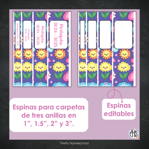 Portadas y espinas para carpetas: Portafolio Happy Flowers