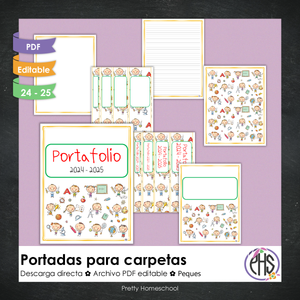 Portadas y espinas para carpetas: Portafolio Peques