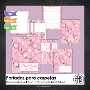 Portadas y espinas para carpetas: Portafolio Pink School