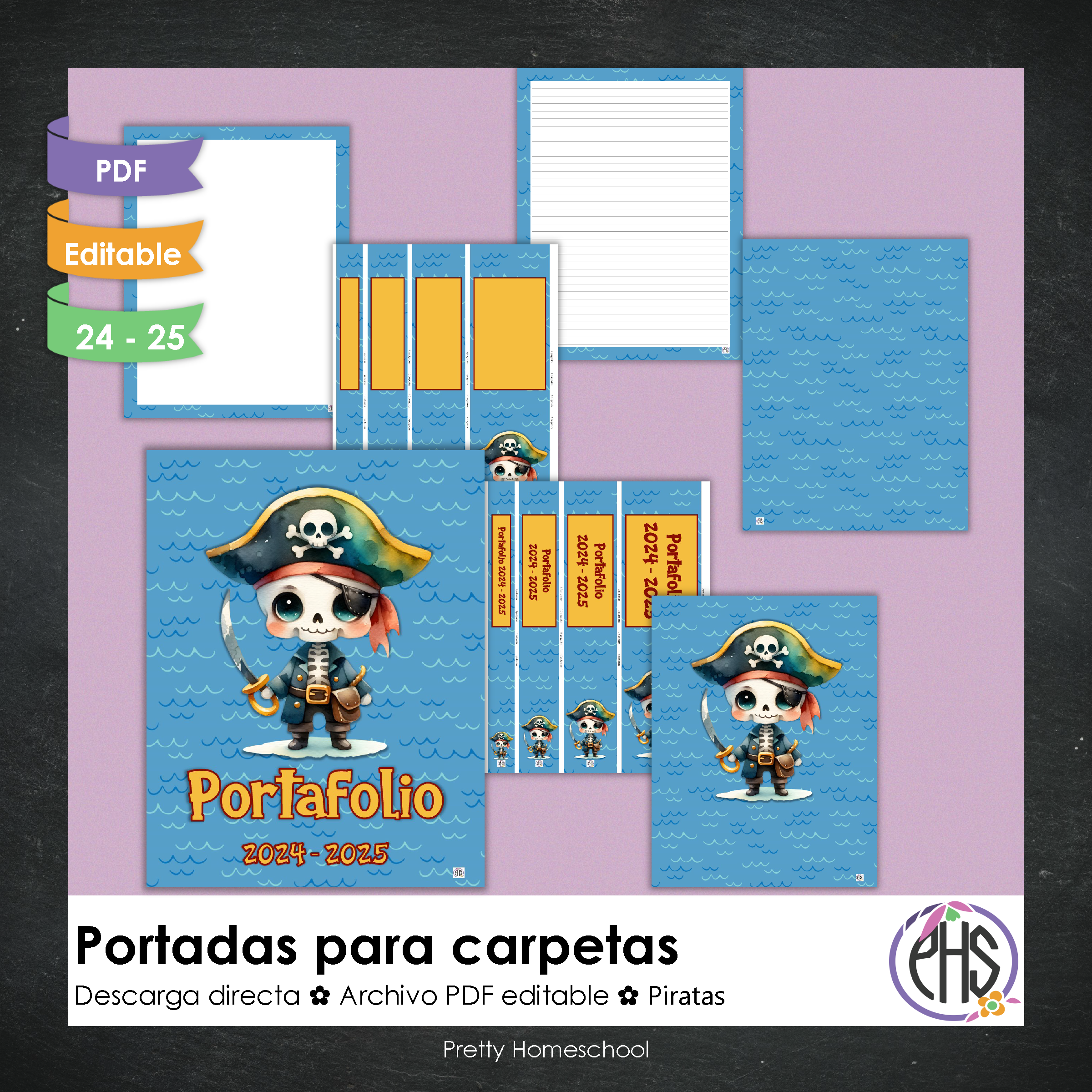 Portadas y espinas para carpetas: Portafolio Piratas