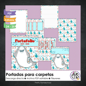 Portadas y espinas para carpetas: Portafolio Tiburones