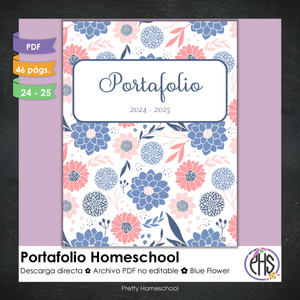 Portafolio homeschooler 2024 - 2025  Blue Flowers - DIGITAL SOLAMENTE