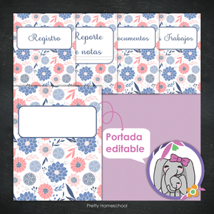 Portafolio homeschooler 2024 - 2025  Blue Flowers - DIGITAL SOLAMENTE