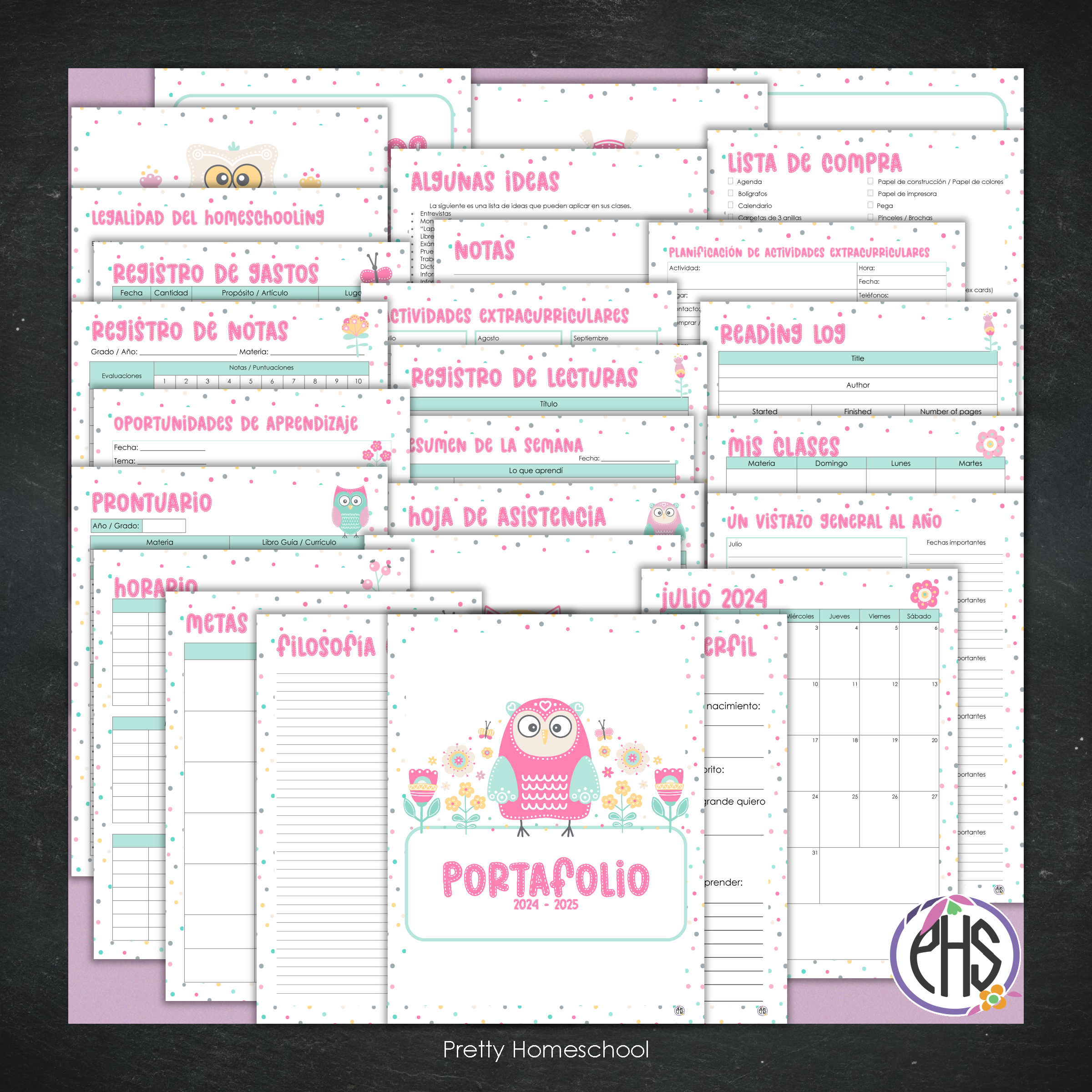 Portafolio homeschooler 2024 - 2025  Buhos y Flores - DIGITAL SOLAMENTE