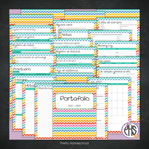 Portafolio homeschooler 2024 - 2025  Bright Chevron  - DIGITAL SOLAMENTE