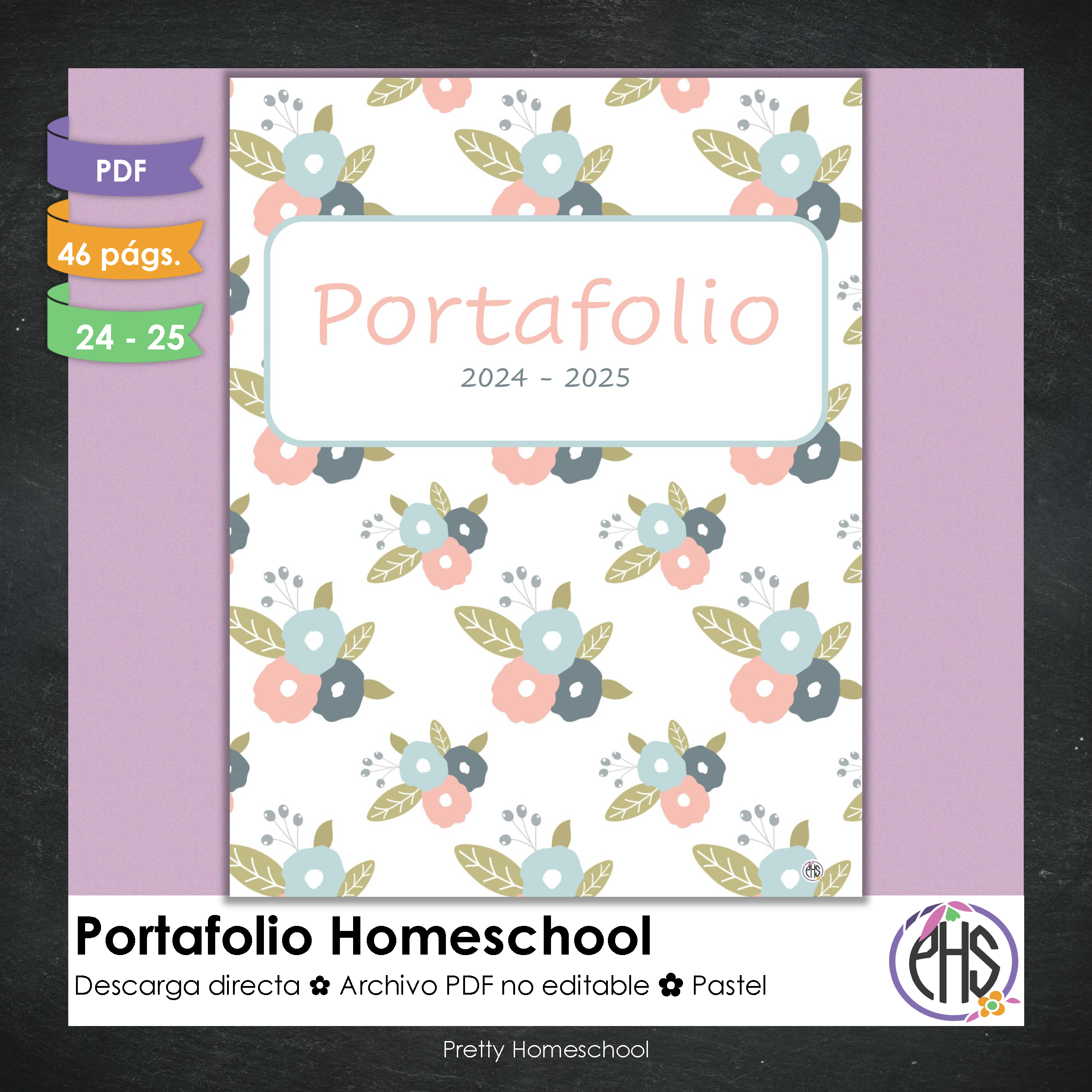 Portafolio homeschooler 2024 - 2025 Pastel - DIGITAL SOLAMENTE