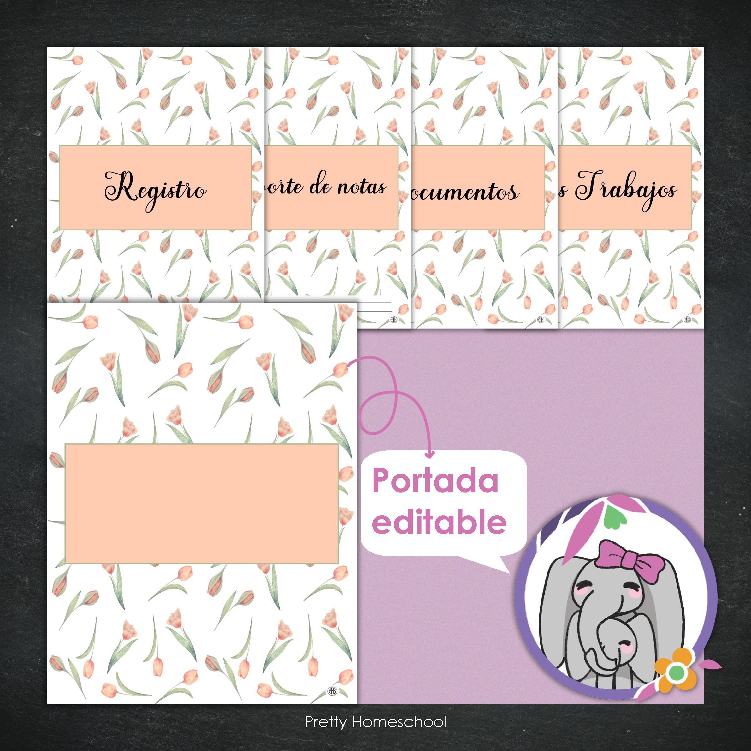 Portafolio homeschooler 2024 - 2025 Pink Flowers - DIGITAL SOLAMENTE