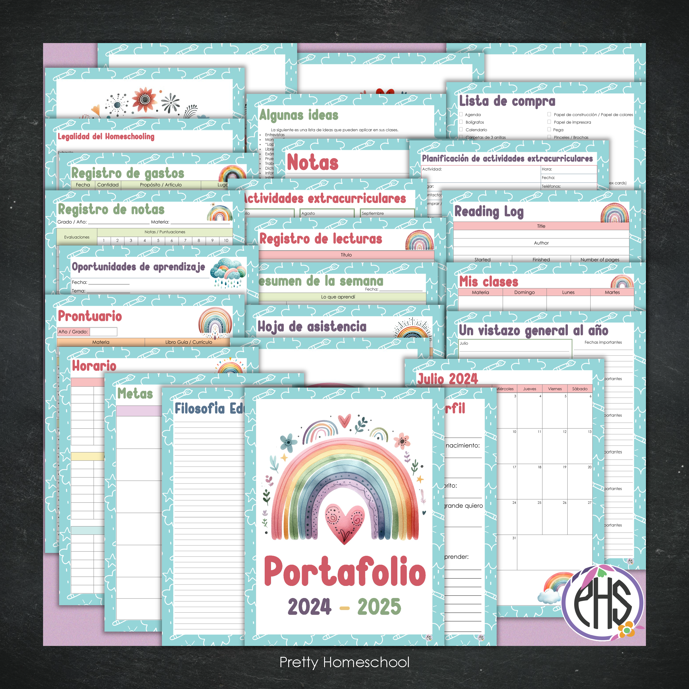 Portafolio homeschooler 2024 - 2025 Arcoiris * Impreso / Impreso + Digital *