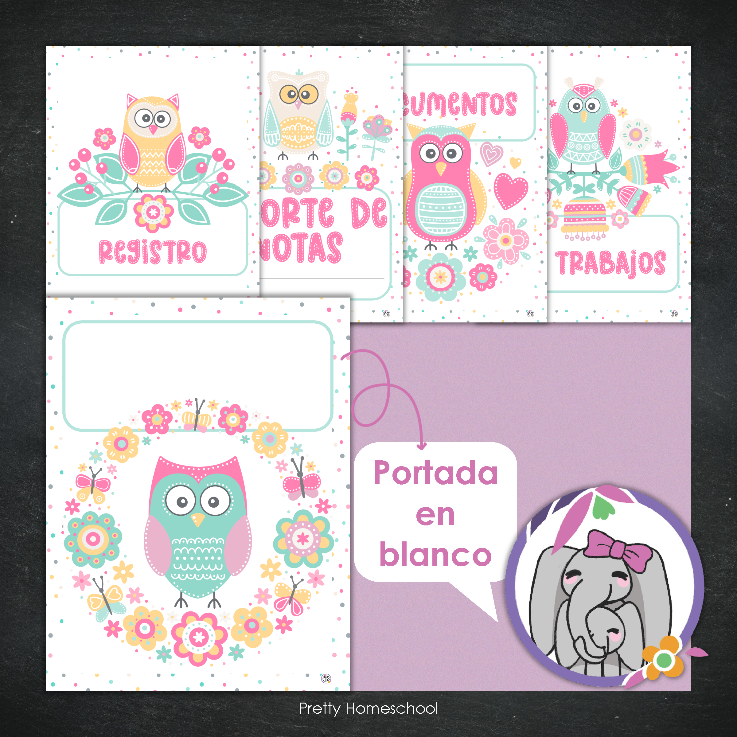 Portafolio homeschooler 2024 - 2025 Buhos y Flores * Impreso / Impreso + Digital *