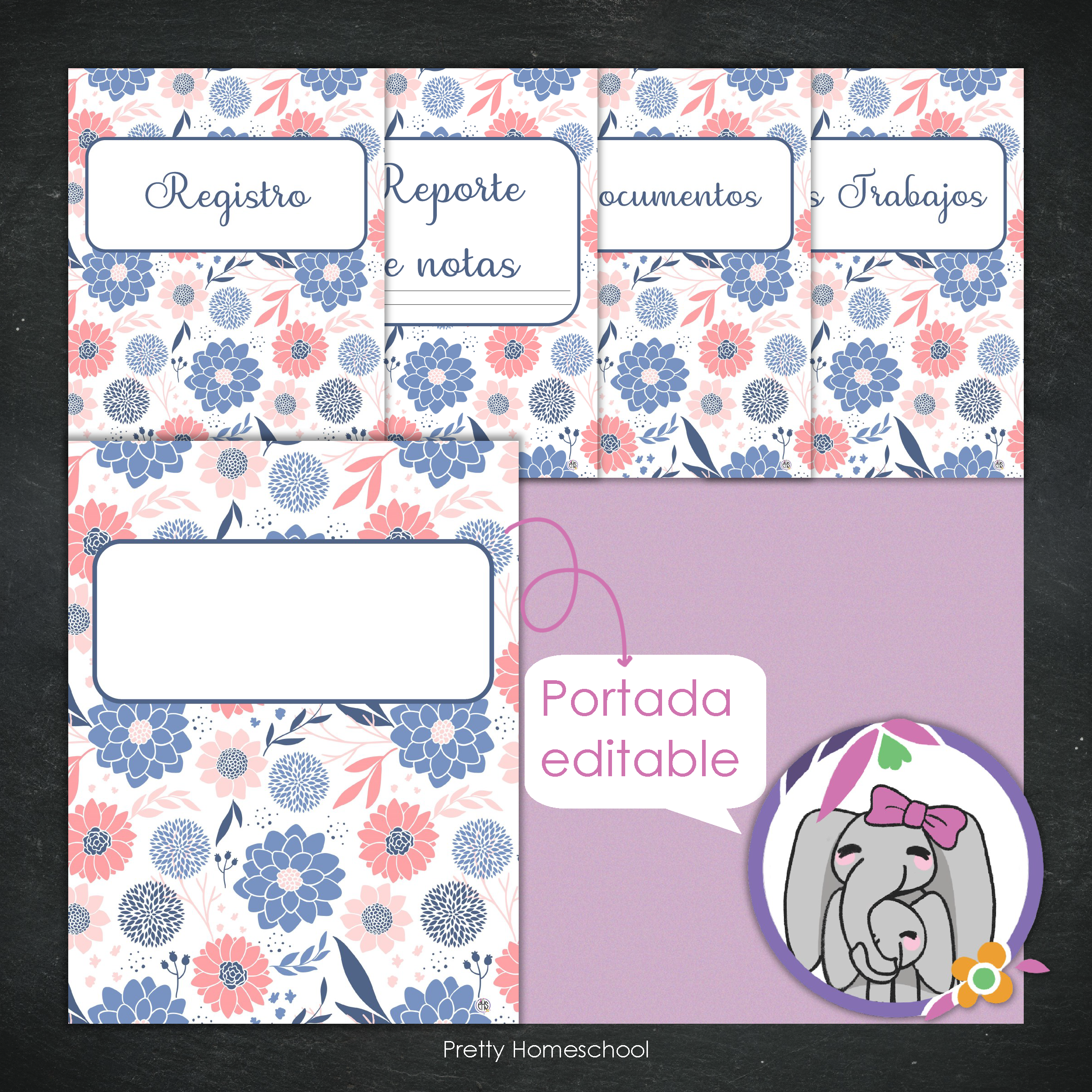 Portafolio Homeschooler 2025–2026 – Blue Flower (Digital SOLAMENTE)