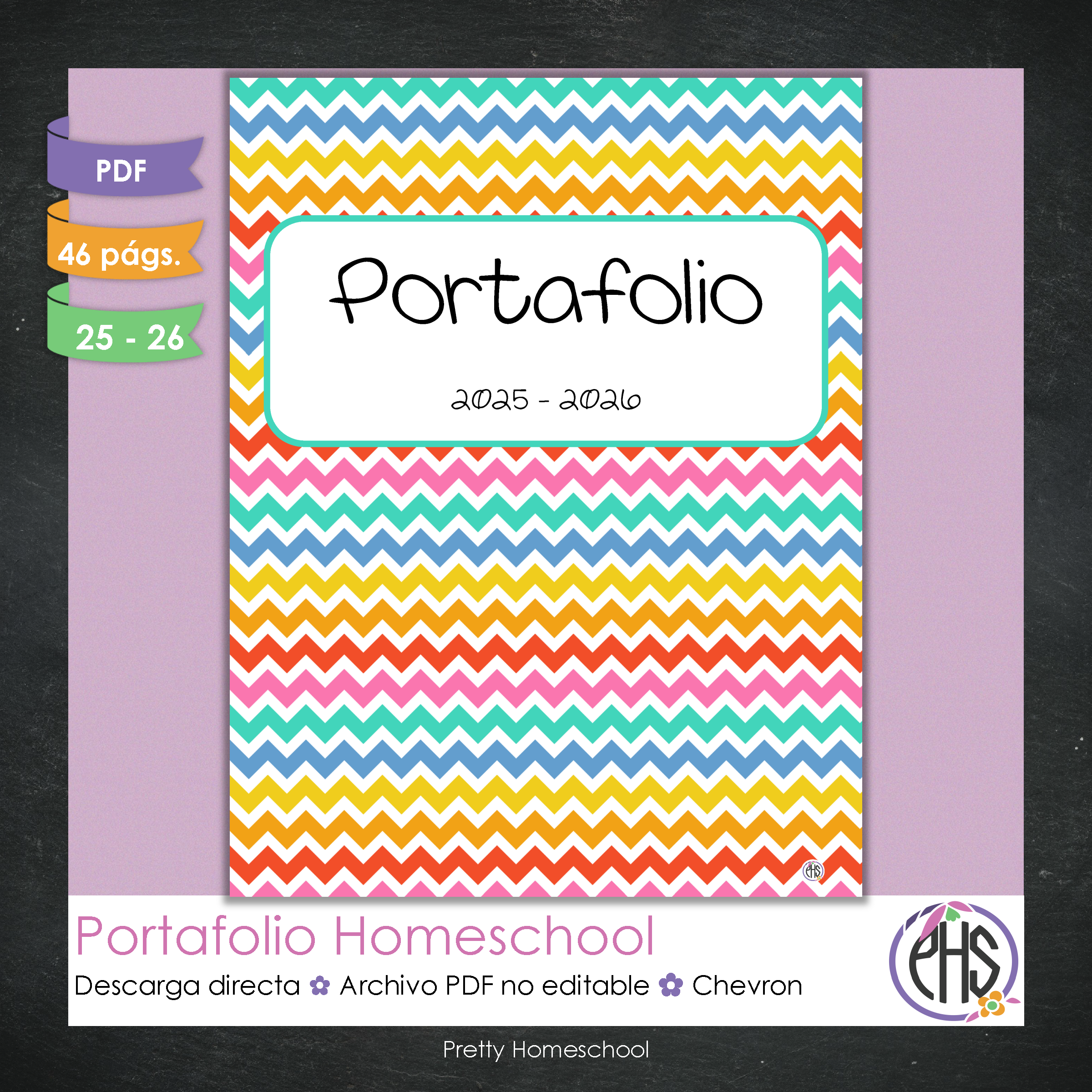 Portafolio Homeschooler 2025–2026 – Chevron (Digital SOLAMENTE)