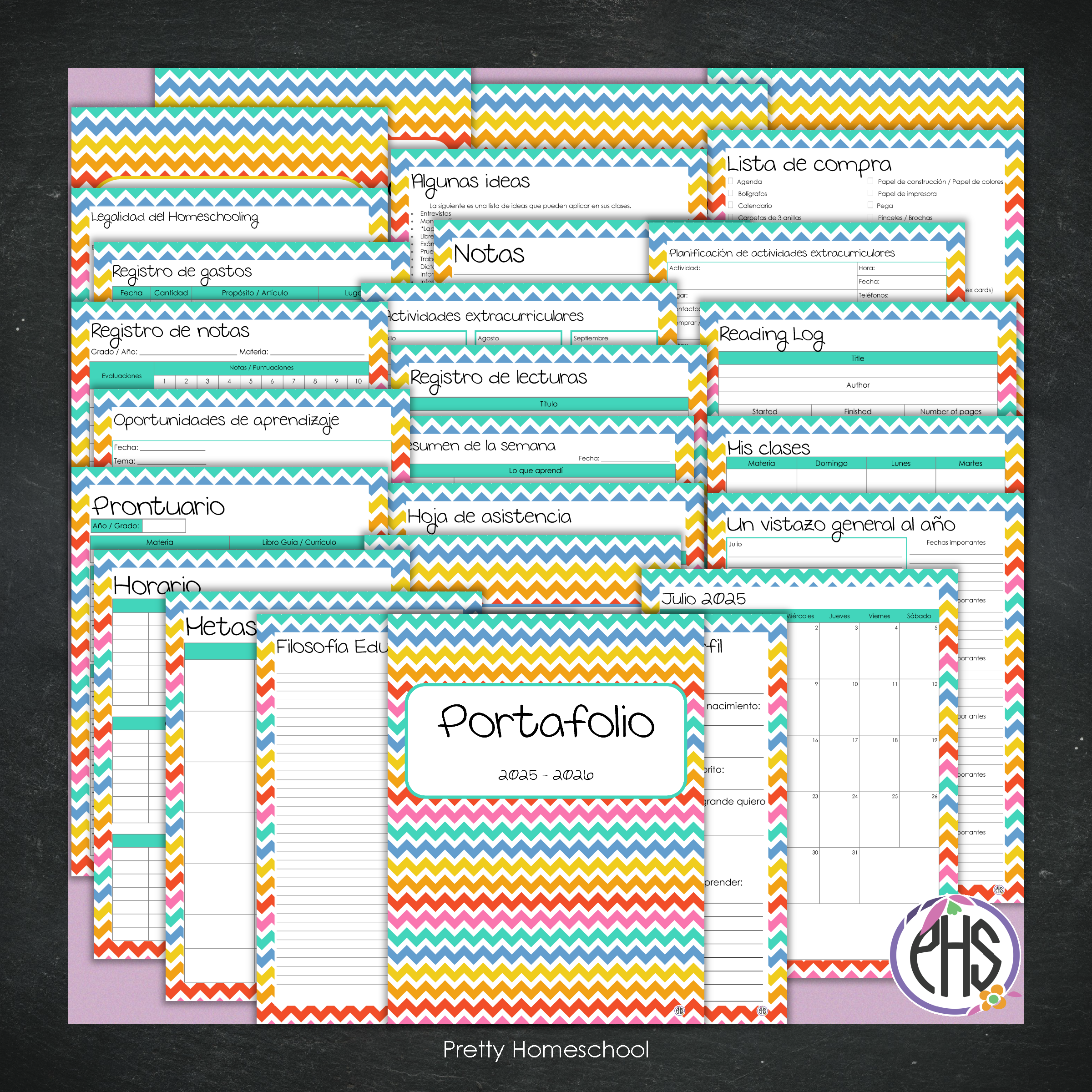 Portafolio Homeschooler 2025–2026 – Chevron (Digital SOLAMENTE)