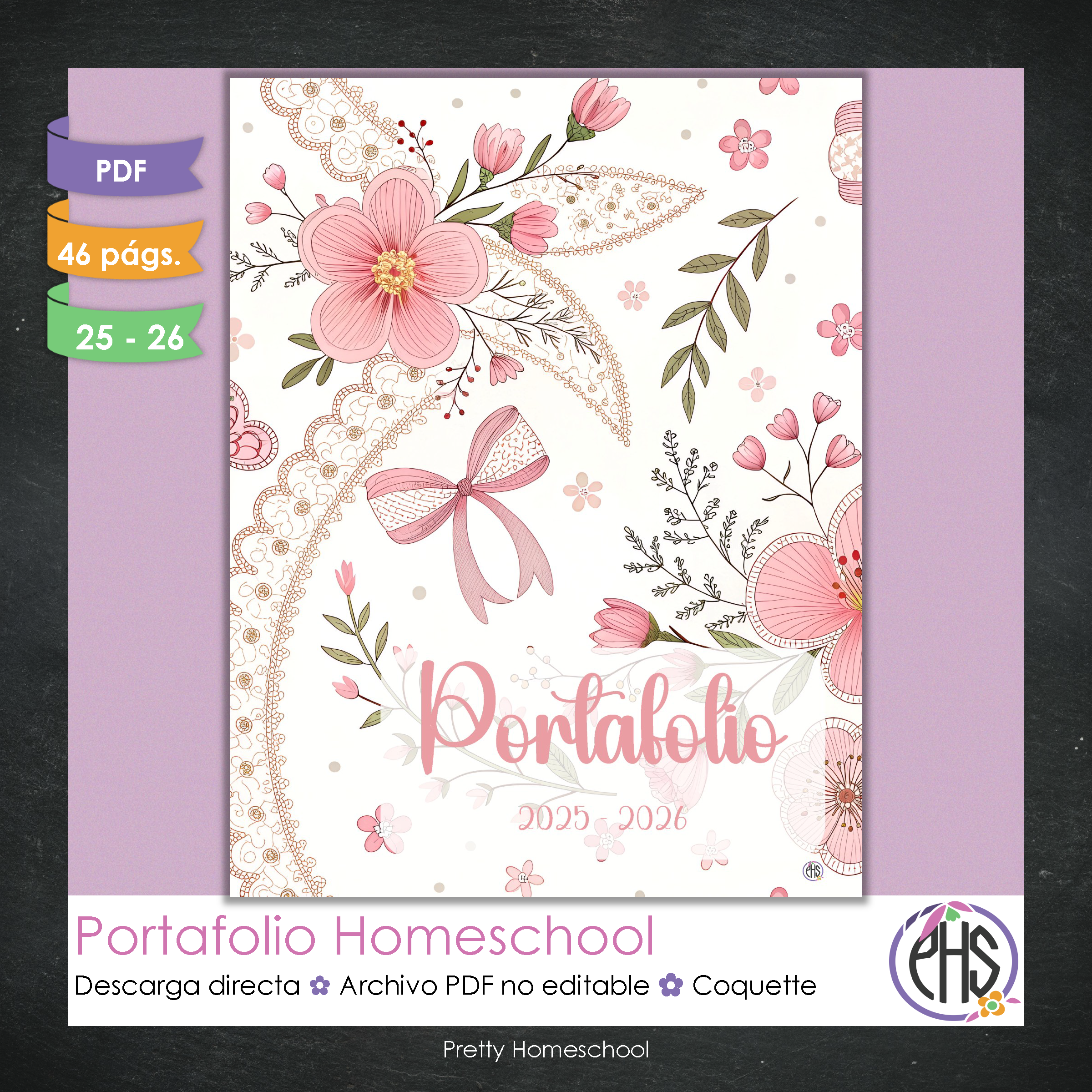 Portafolio Homeschooler 2025–2026 – Coquette (Digital SOLAMENTE)