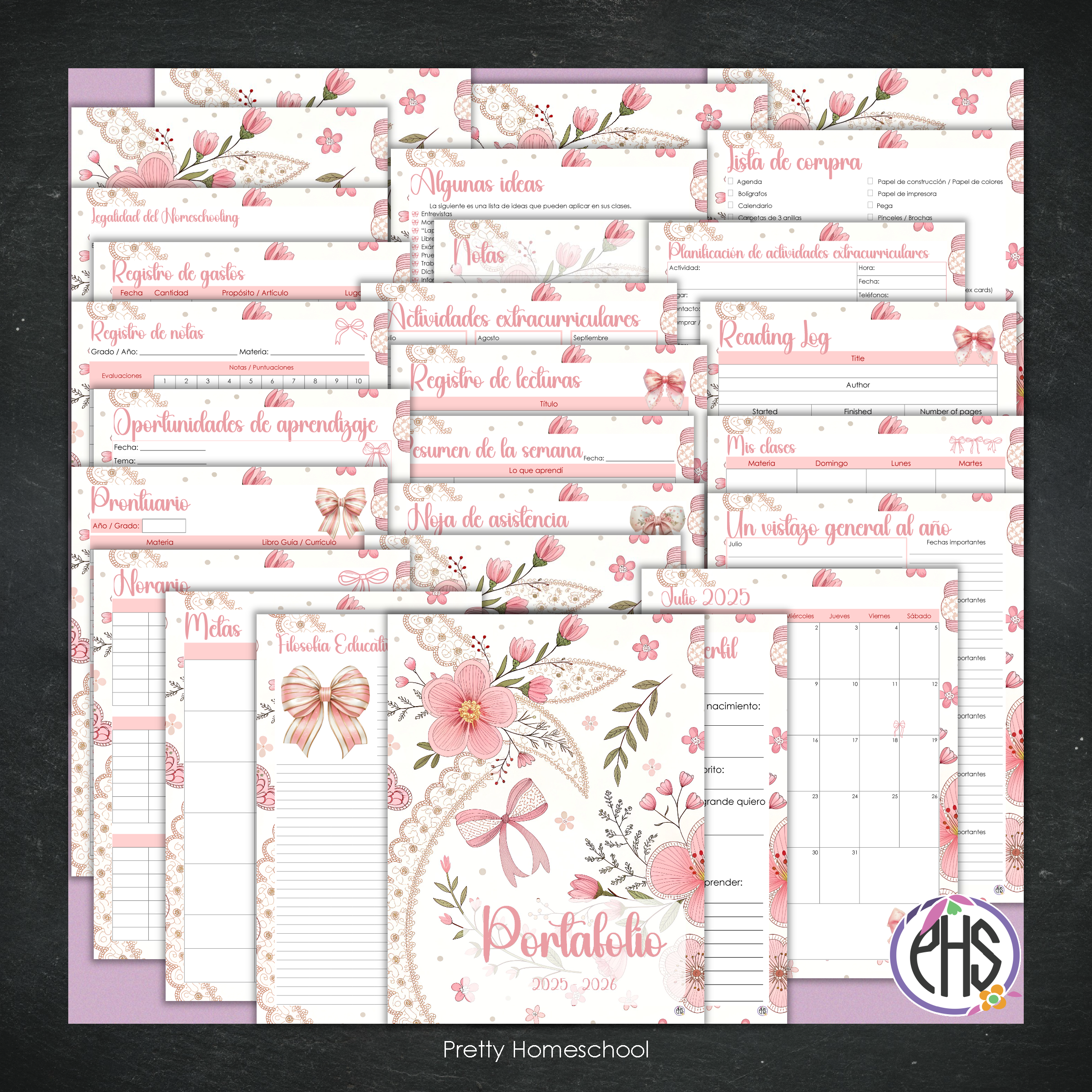 Portafolio Homeschooler 2025–2026 – Coquette (Digital SOLAMENTE)
