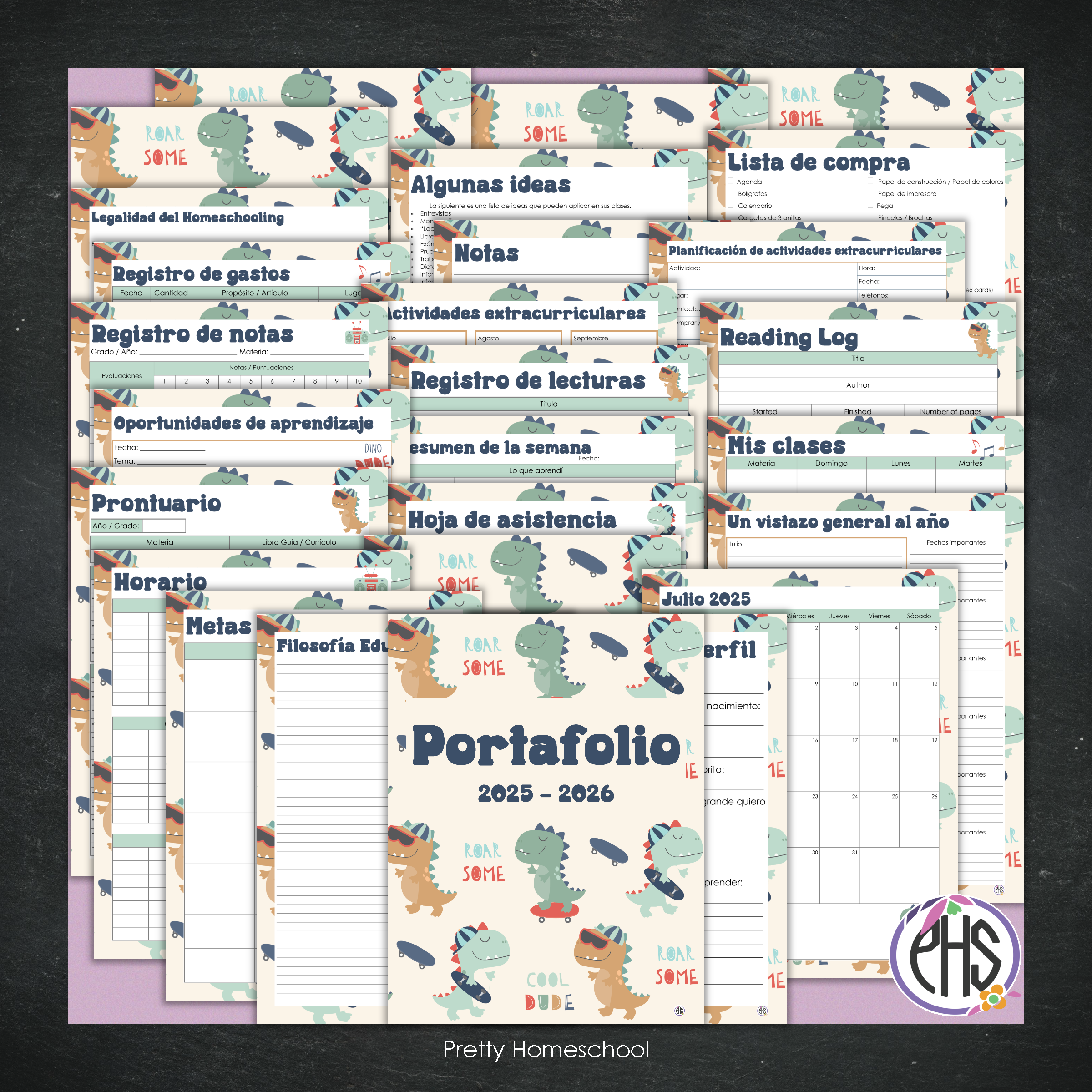 Portafolio Homeschooler 2025–2026 – Dinosaurios (Digital SOLAMENTE)