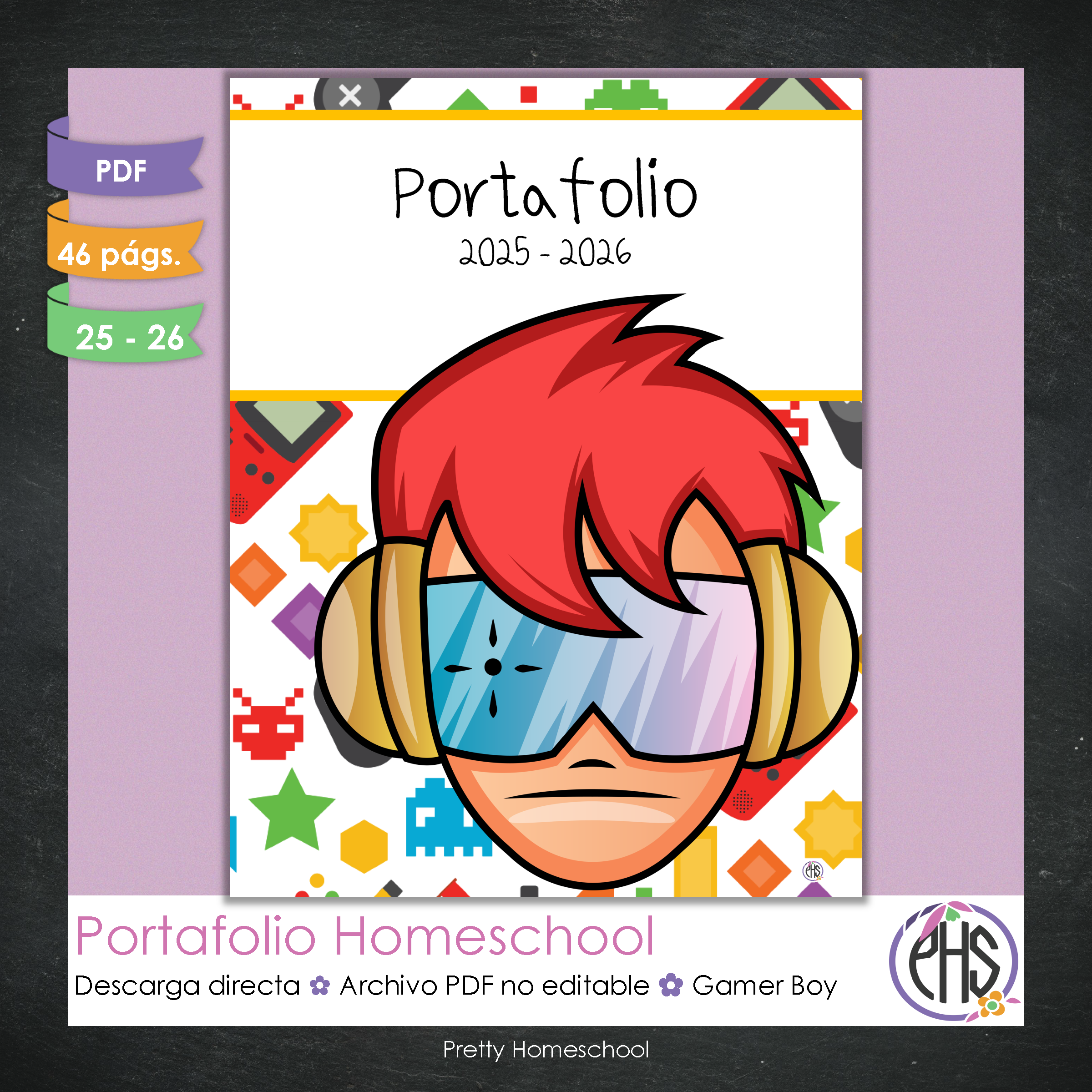 Portafolio Homeschooler 2025–2026 – Gamer Boy (Digital SOLAMENTE)