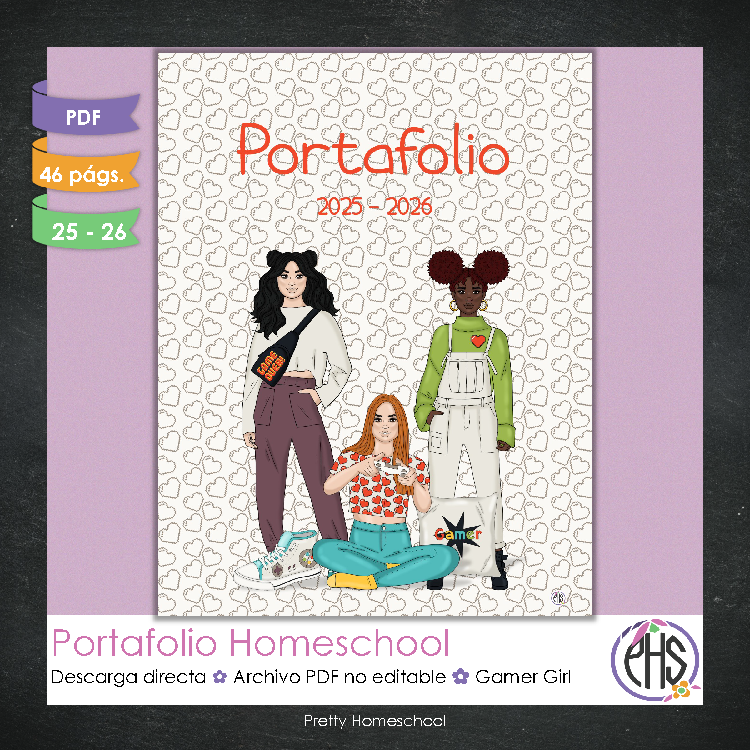 Portafolio Homeschooler 2025–2026 – Gamer Girl (Digital SOLAMENTE)