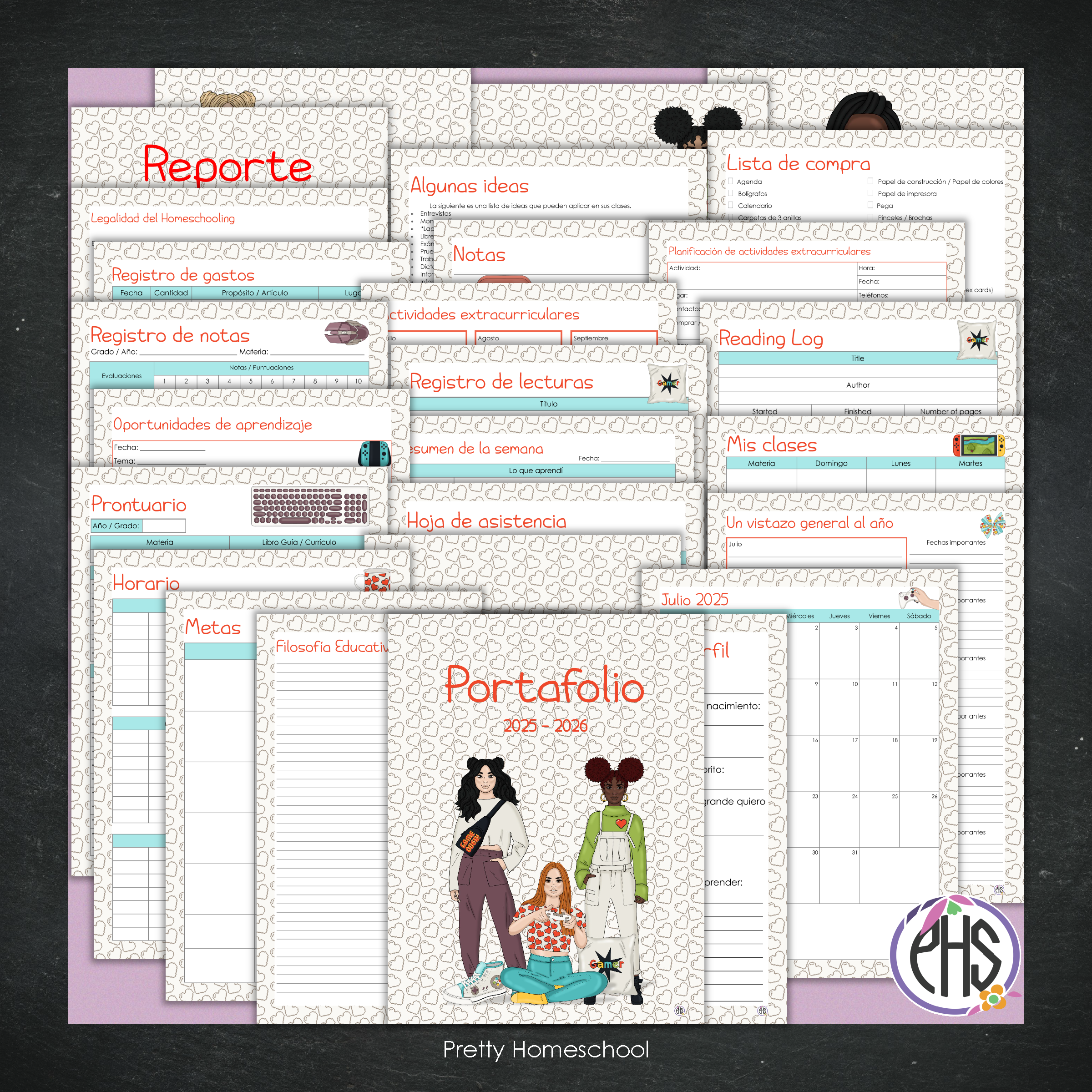 Portafolio Homeschooler 2025–2026 – Gamer Girl (Digital SOLAMENTE)