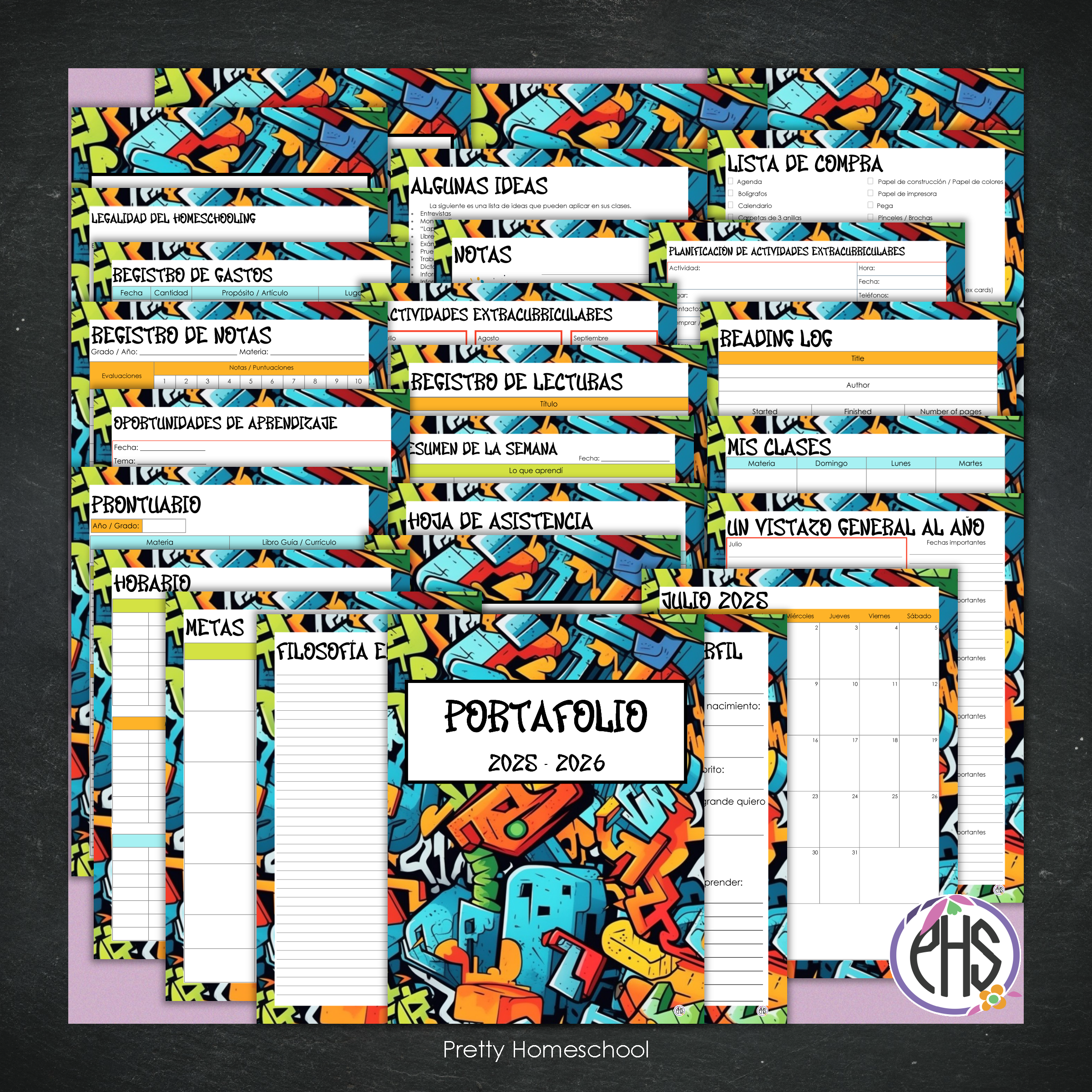 Portafolio Homeschooler 2025–2026 – Graffiti (Digital SOLAMENTE)